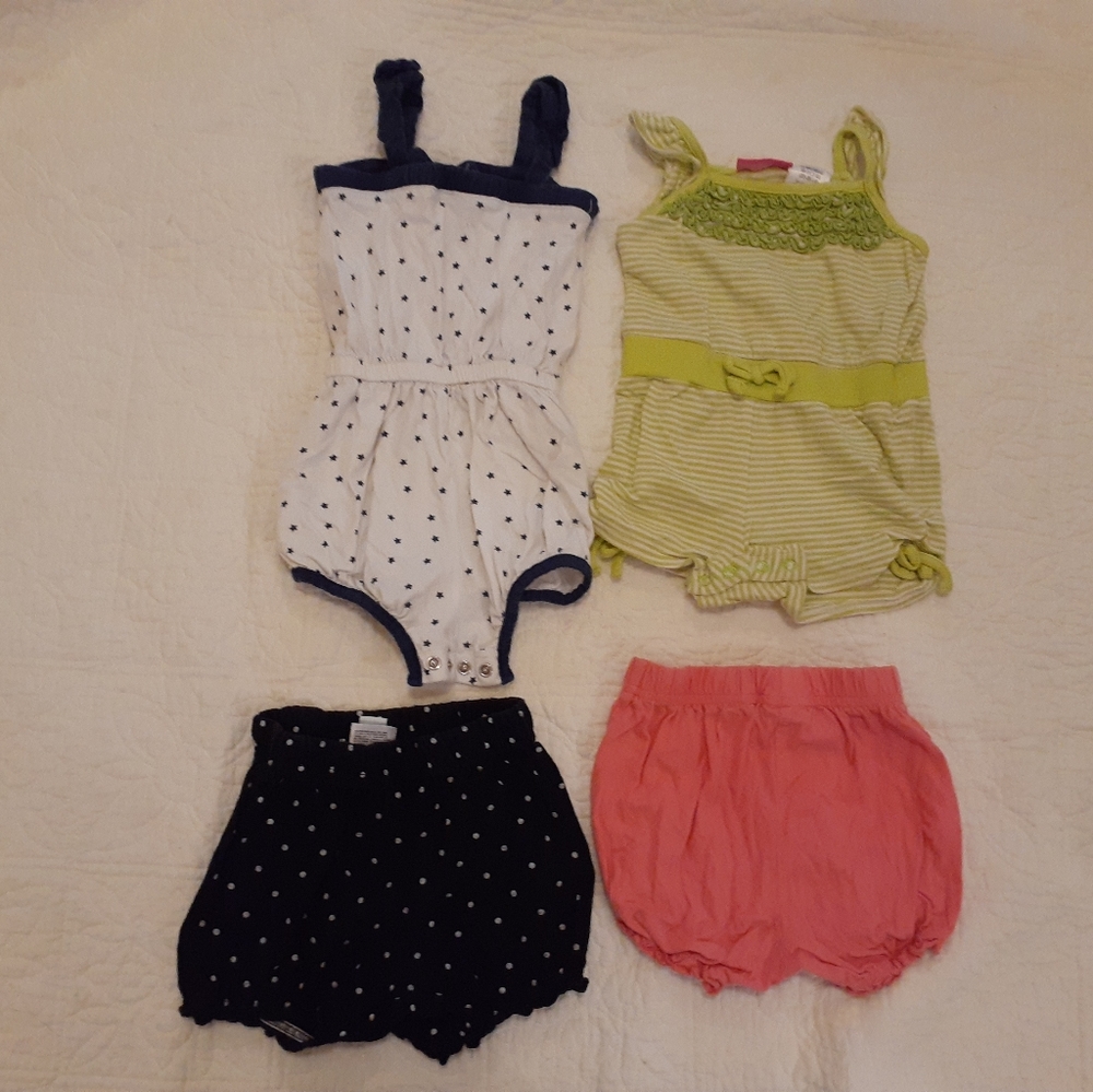 6-12 month girl rompers/shorts
